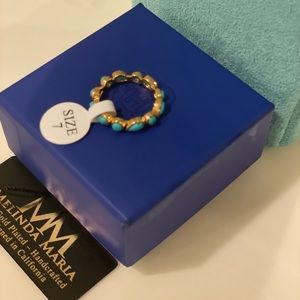 Brand New Melinda Maria Isla Turquoise Gold Infinity Stackable Ring